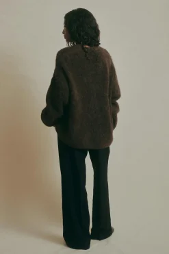 Alpaca blend knitted cardigan - Braun - Dame - Gina Tricot