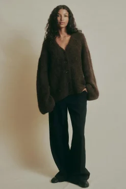 Alpaca blend knitted cardigan - Braun - Dame - Gina Tricot