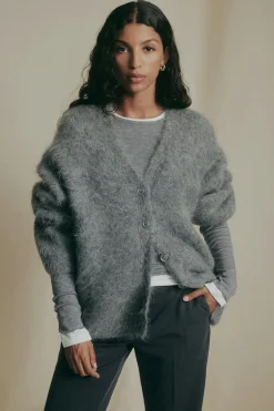 Alpaca blend knitted cardigan - Grau - Dame - Gina Tricot