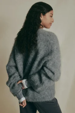 Alpaca blend knitted cardigan - Grau - Dame - Gina Tricot