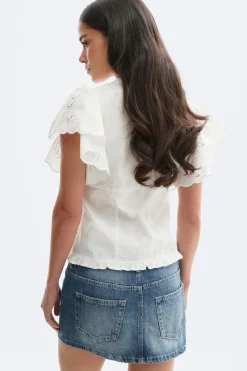 Anglaise blouse - Weiß - Dame - Gina Tricot