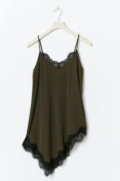 Asymmetric lace singlet - Grün - Dame - Gina Tricot