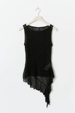 Asymmetric lace top - Schwarz - Dame - Gina Tricot