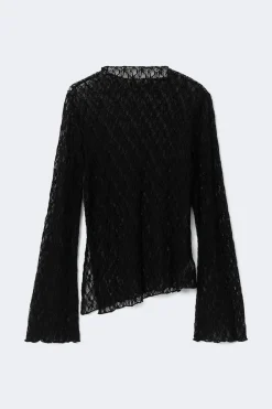 Asymmetric lace top - Schwarz - Dame - Gina Tricot