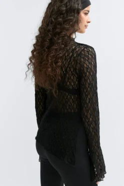 Asymmetric lace top - Schwarz - Dame - Gina Tricot