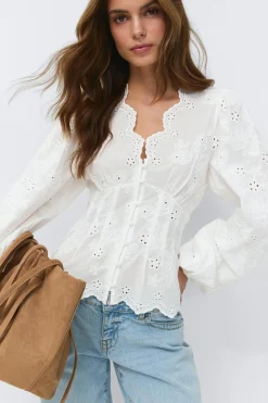 Balloon sleeve blouse - Weiß - Dame - Gina Tricot