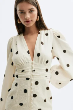 Balloon sleeve dress - Weiß - Dame - Gina Tricot