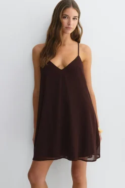 Beaded chiffon mini dress - Braun - Dame - Gina Tricot
