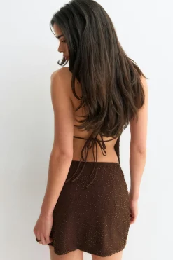 Beaded mini skirt - Braun - Dame - Gina Tricot