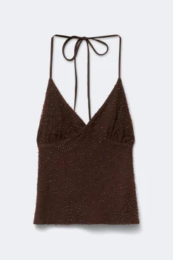Beaded open back singlet - Braun - Dame - Gina Tricot