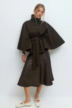 Belt cape jacket - Braun - Dame - Gina Tricot