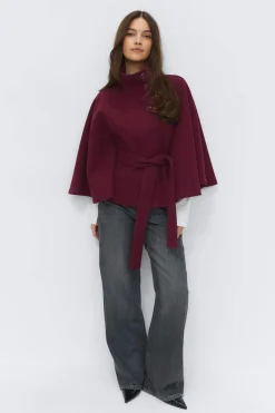 Belt cape jacket - Rot - Dame - Gina Tricot