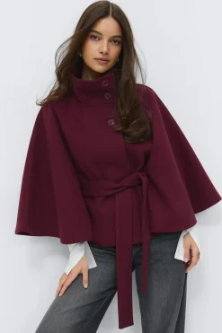 Belt cape jacket - Rot - Dame - Gina Tricot
