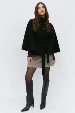 Belt cape jacket - Schwarz - Dame - Gina Tricot
