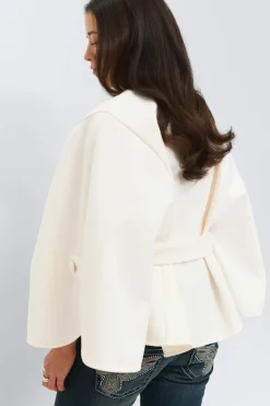 14+ belted cape - Weiß - Gina Tricot