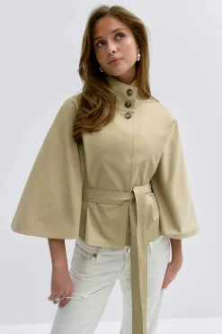 14+ belted trench cape - Beige - Gina Tricot
