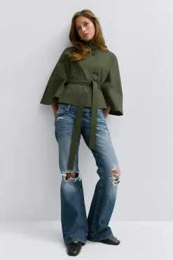 14+ belted trench cape - Grün - Gina Tricot