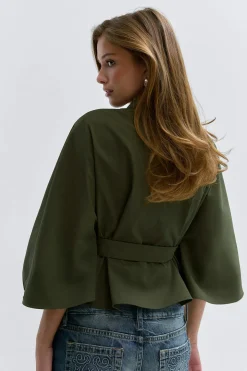 14+ belted trench cape - Grün - Gina Tricot