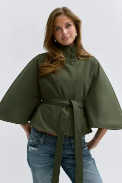 14+ belted trench cape - Grün - Gina Tricot