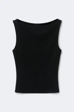 Boatneck tanktop - Schwarz - Dame - Gina Tricot