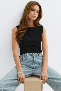 Boatneck tanktop - Schwarz - Dame - Gina Tricot