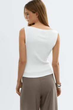 Boatneck tanktop - Weiß - Dame - Gina Tricot