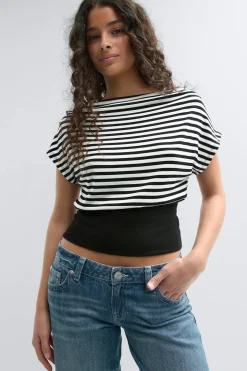 Boatneck top - Schwarz - Dame - Gina Tricot