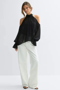 Boho chiffon blouse - Schwarz - Dame - Gina Tricot