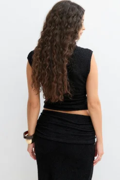 Boucle boatneck top - Schwarz - Dame - Gina Tricot