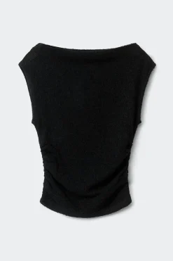 Boucle boatneck top - Schwarz - Dame - Gina Tricot