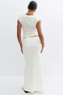 Boucle maxi skirt - Weiß - Dame - Gina Tricot