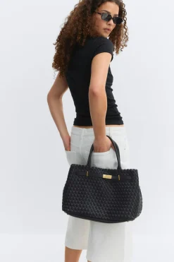 Braided top handle bag - Schwarz - Dame - Gina Tricot
