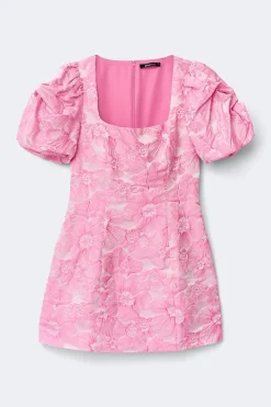 Brocade puffsleeve mini dress - Rosa - Dame - Gina Tricot