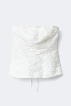 Brocarde corset top - Weiß - Dame - Gina Tricot