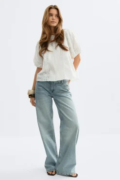 Broderie anglaise blouse - Weiß - Dame - Gina Tricot