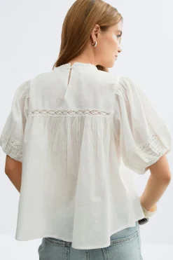 Broderie anglaise blouse - Weiß - Dame - Gina Tricot