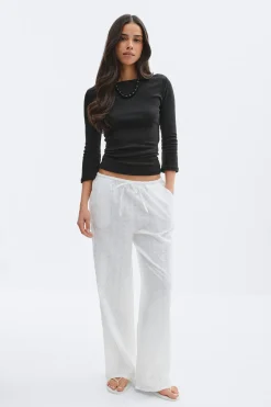 Broderie anglaise trousers - Weiß - Dame - Gina Tricot