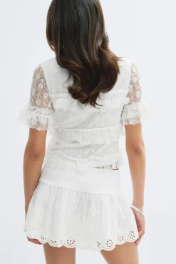14+ broderie anglais skirt - Weiß - Gina Tricot