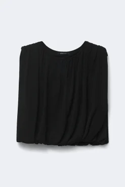 Bubble hem knitted top - Schwarz - Dame - Gina Tricot