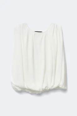 Bubble hem knitted top - Weiß - Dame - Gina Tricot