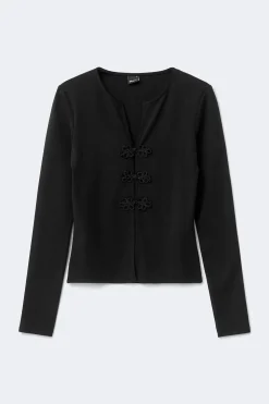 Button detail top - Schwarz - Dame - Gina Tricot