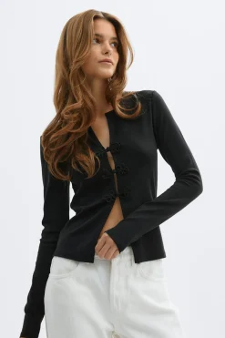 Button detail top - Schwarz - Dame - Gina Tricot