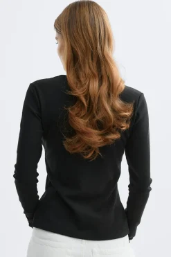 Button detail top - Schwarz - Dame - Gina Tricot
