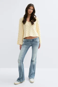 14+ cable knitted sweater - Gelb - Gina Tricot