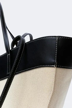 Canvas strap detail tote bag - Weiß - Dame - Gina Tricot