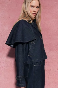 Cape denim trench - Blau - Dame - Gina Tricot