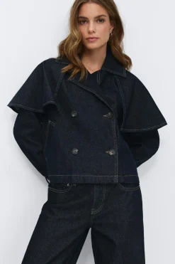 Cape denim trench - Blau - Dame - Gina Tricot