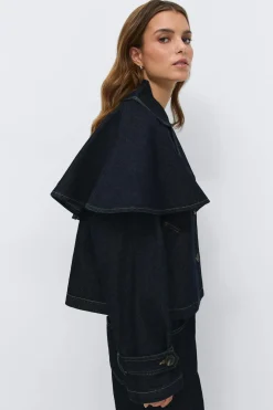 Cape denim trench - Blau - Dame - Gina Tricot