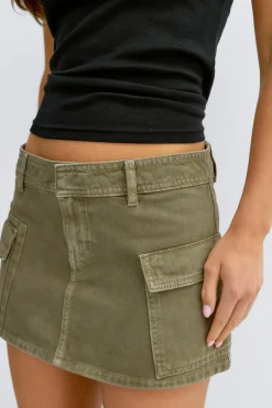 Cargo denim skirt - Grün - Dame - Gina Tricot
