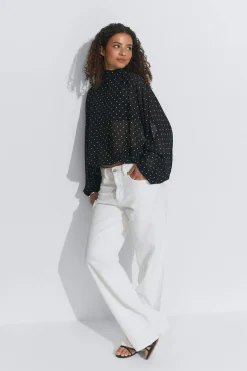 Chiffon blouse - Schwarz - Dame - Gina Tricot